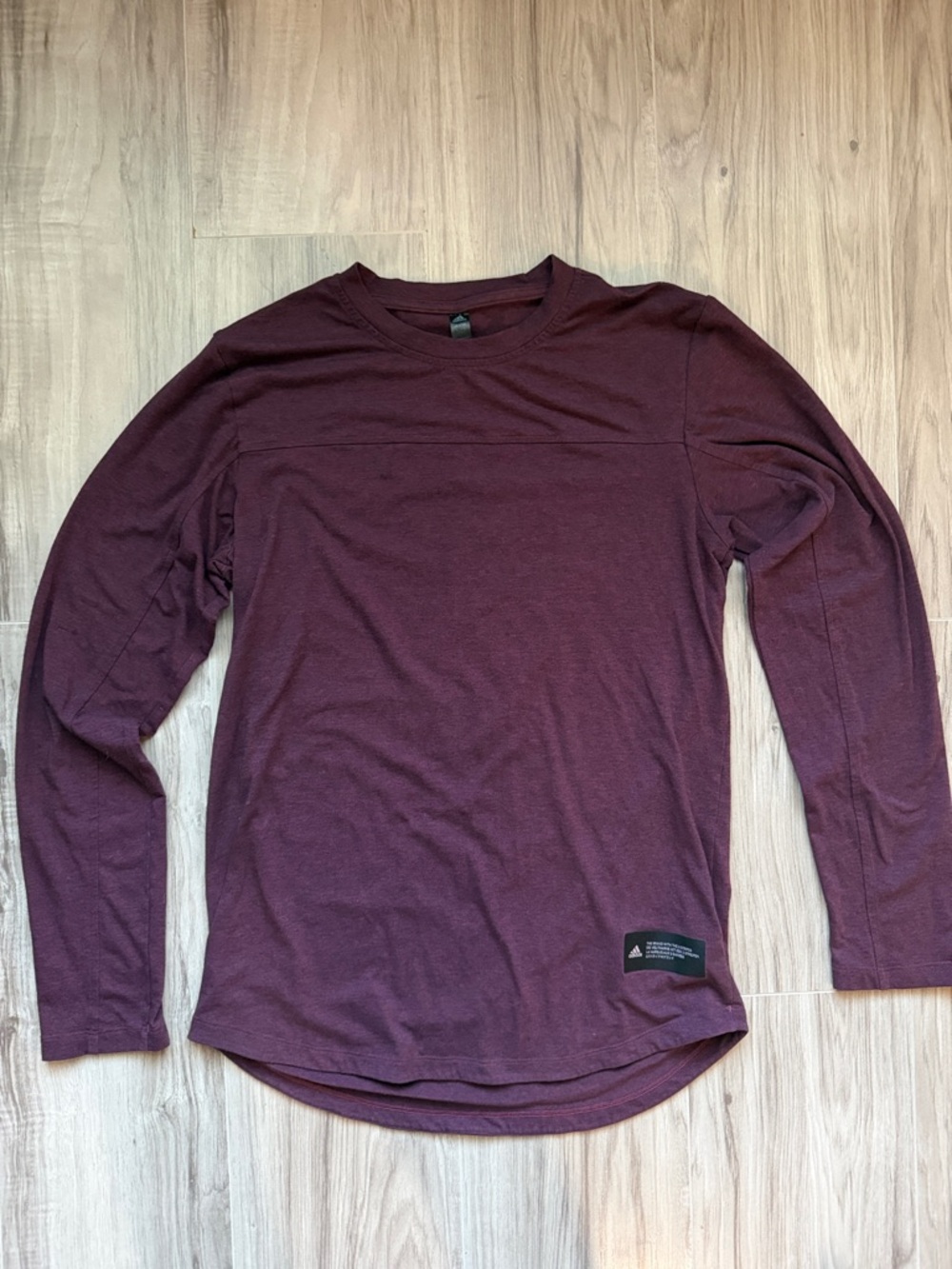 adidas Men's Long Sleeve Crewneck Shirt in Burgundy